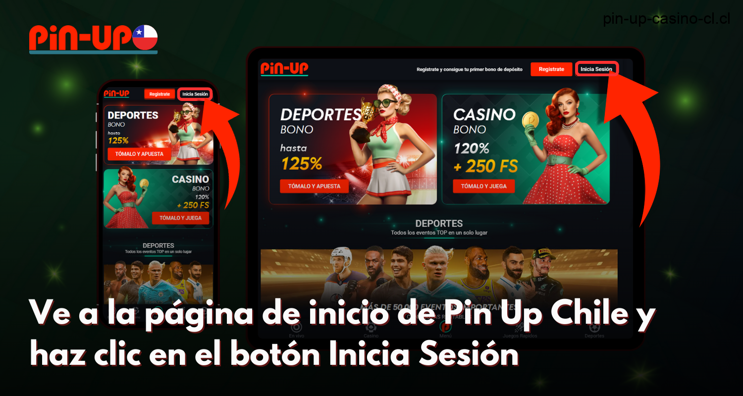 Para acceder a la cuenta de juego de Pin Up, los jugadores de Chile deben iniciar sesión en el sitio y hacer clic en el botón Iniciar sesión de la esquina superior derecha