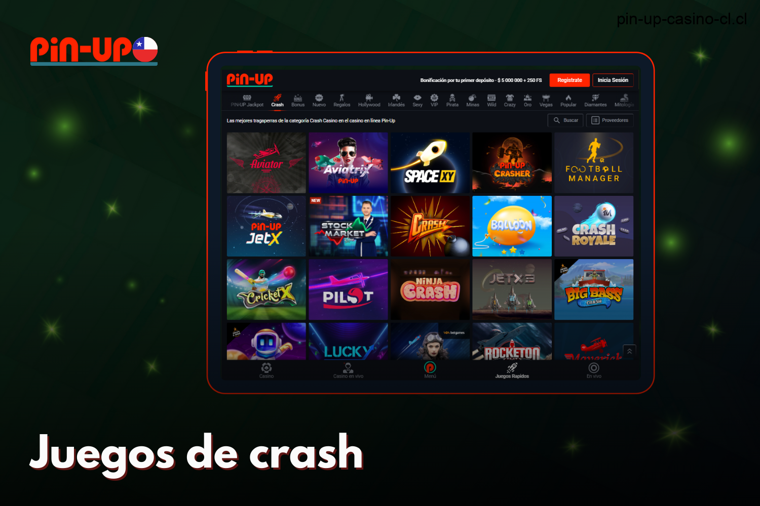 La sección Pin Up Casino ofrecejuegos de crash para jugadores de Chile