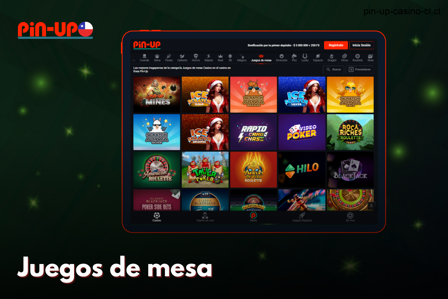 La sección Pin Up Casino ofrece juegos de mesa para jugadores de Chile