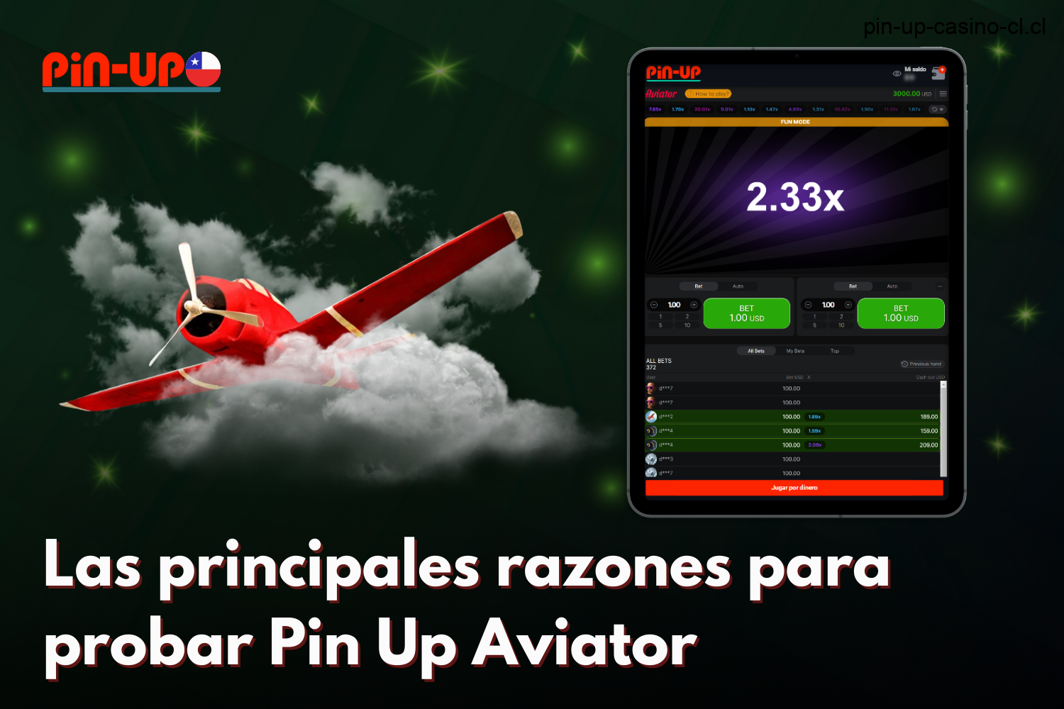 Las principales razones por las que los usuarios de Chile han decidido probar Pin-Up Aviator son la sencillez de las reglas, la interfaz fácil de usar y la facilidad para ganar