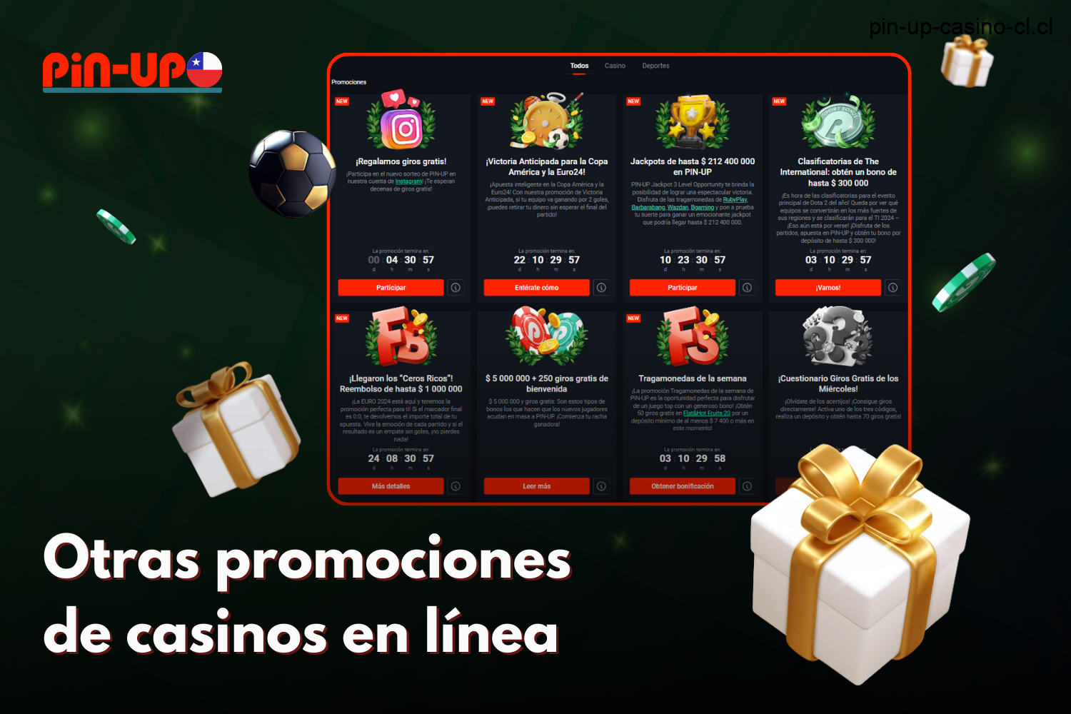 Pin Up ofrece muchas promociones de casino online para jugadores de Chile