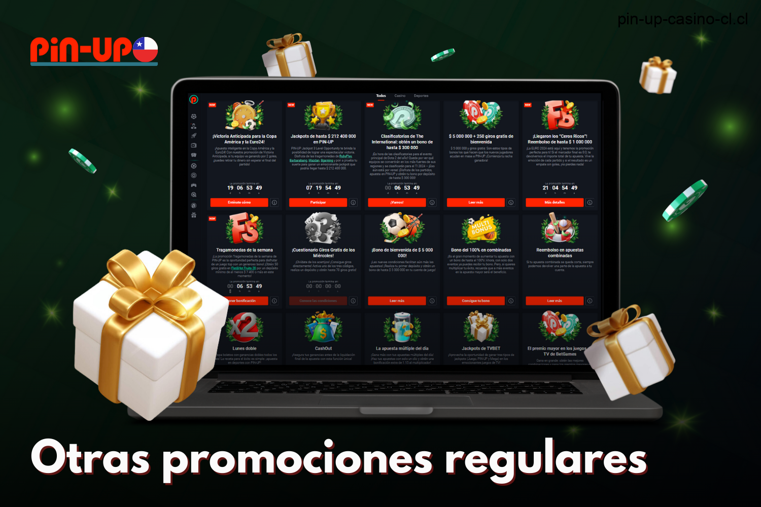 Pin Up ofrece muchas ofertas promocionales periódicas rentables para los usuarios de Chile