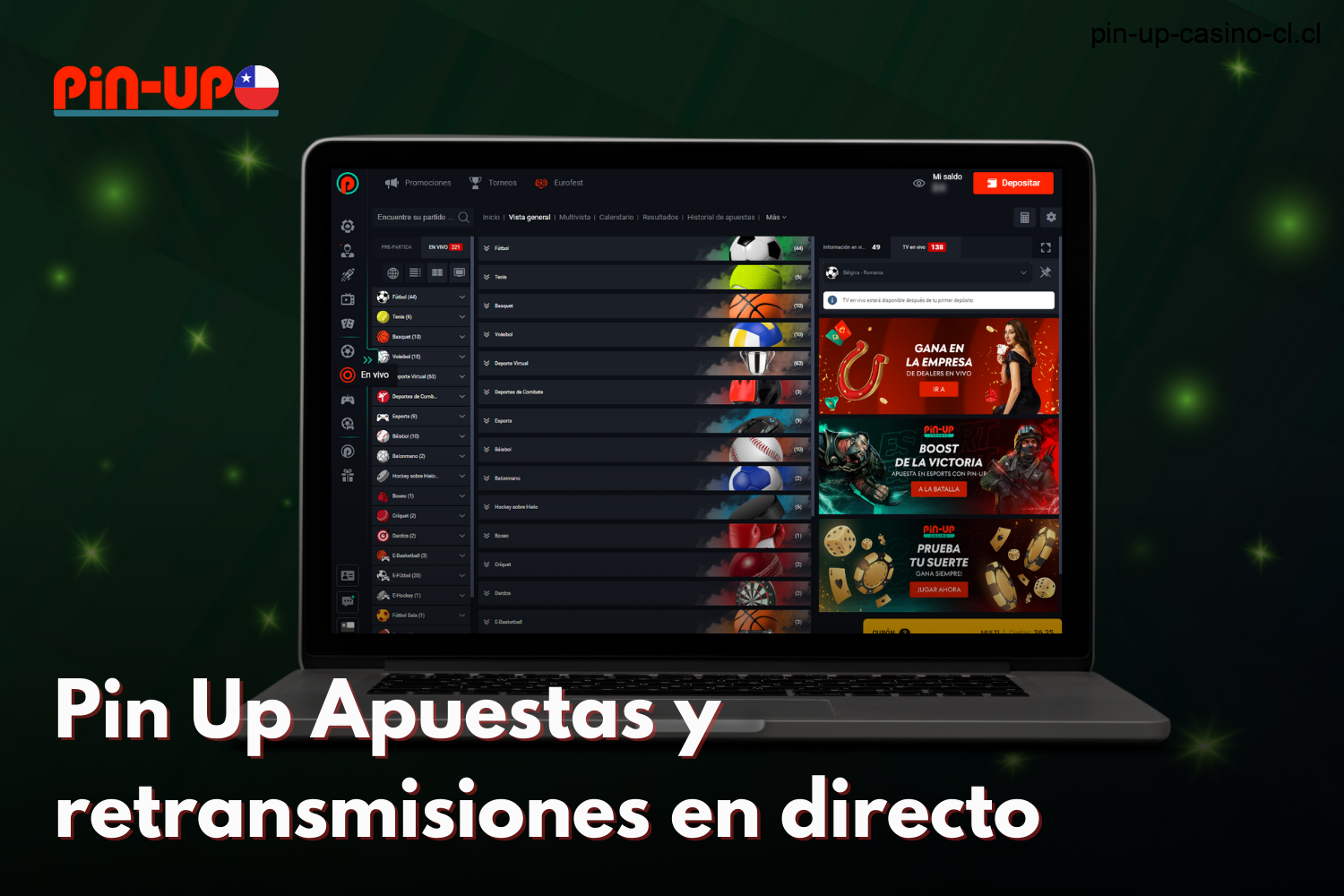 Pin Up ofrece a los usuarios de Chile una amplia gama de opciones de apuestas deportivas en directo