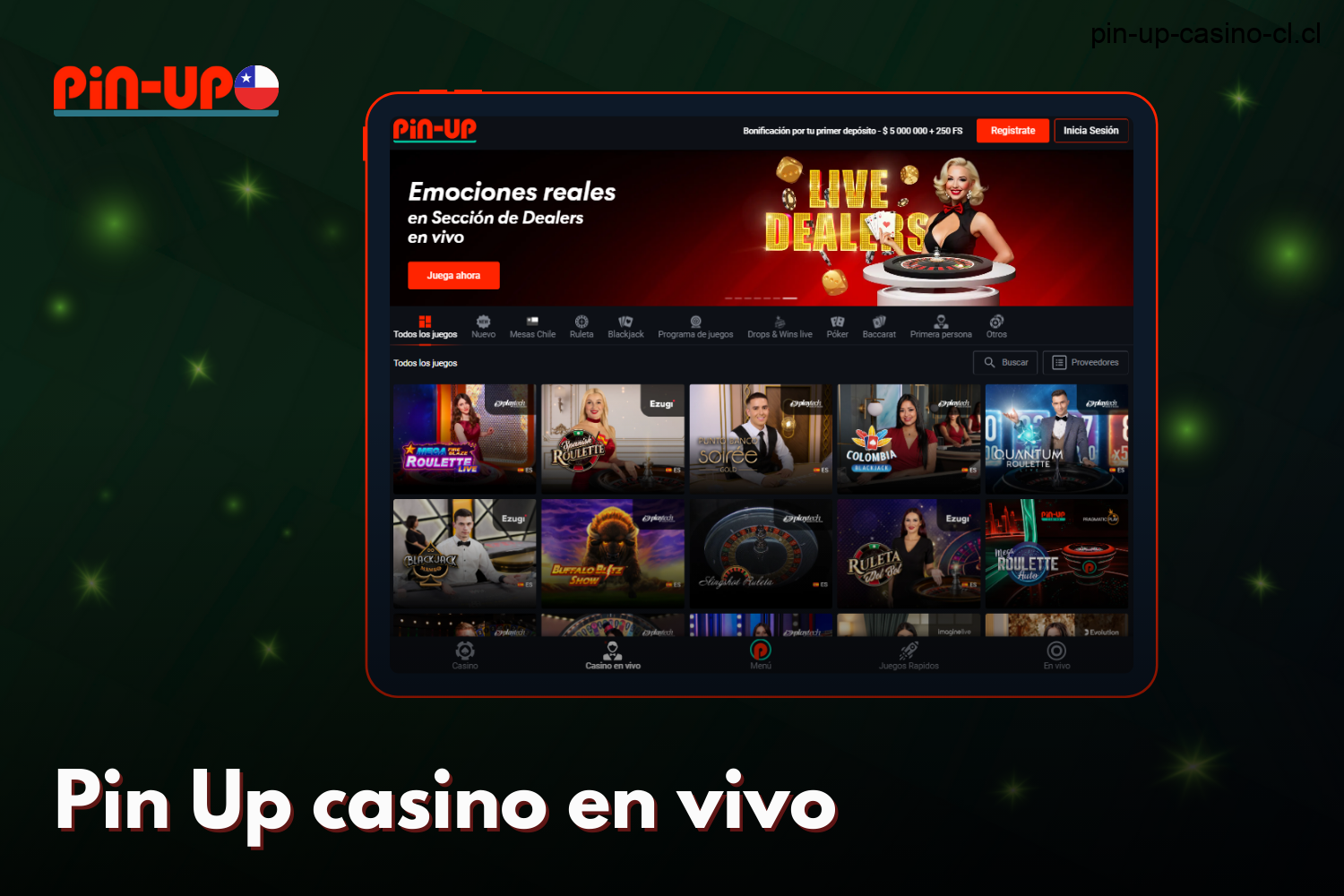 Pin Up ofrece una gran selección de casino en vivo para los jugadores de Chile