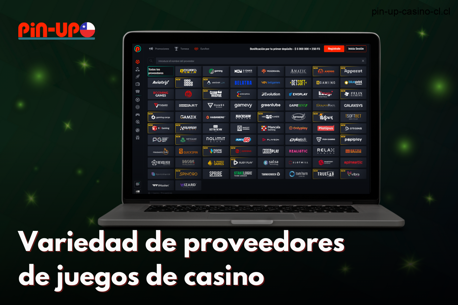 Pin Up ofrece una variedad de proveedores de juegos de casino para jugadores de Chile